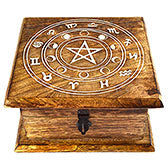 7" x 7" x 3 1/2" Zodiac Moon Phase wood box